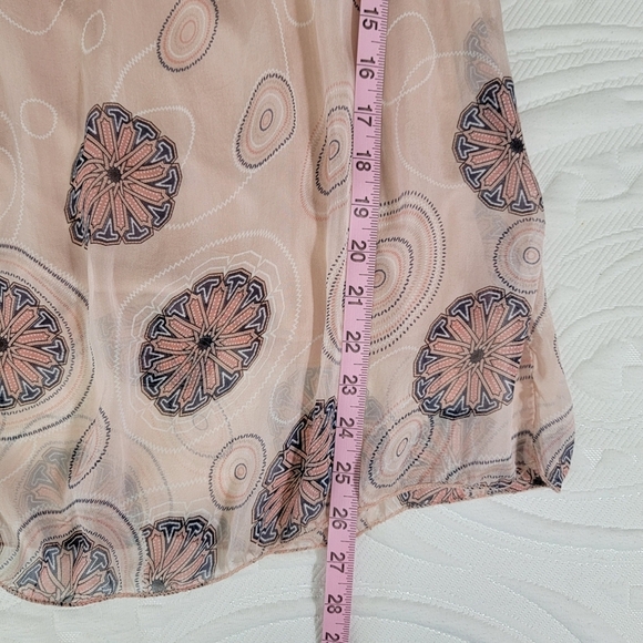 LOLA Made In Italy Silk Blend Sheer Blouse Blush Pink Medallion Print Small - Picture 13 of 13